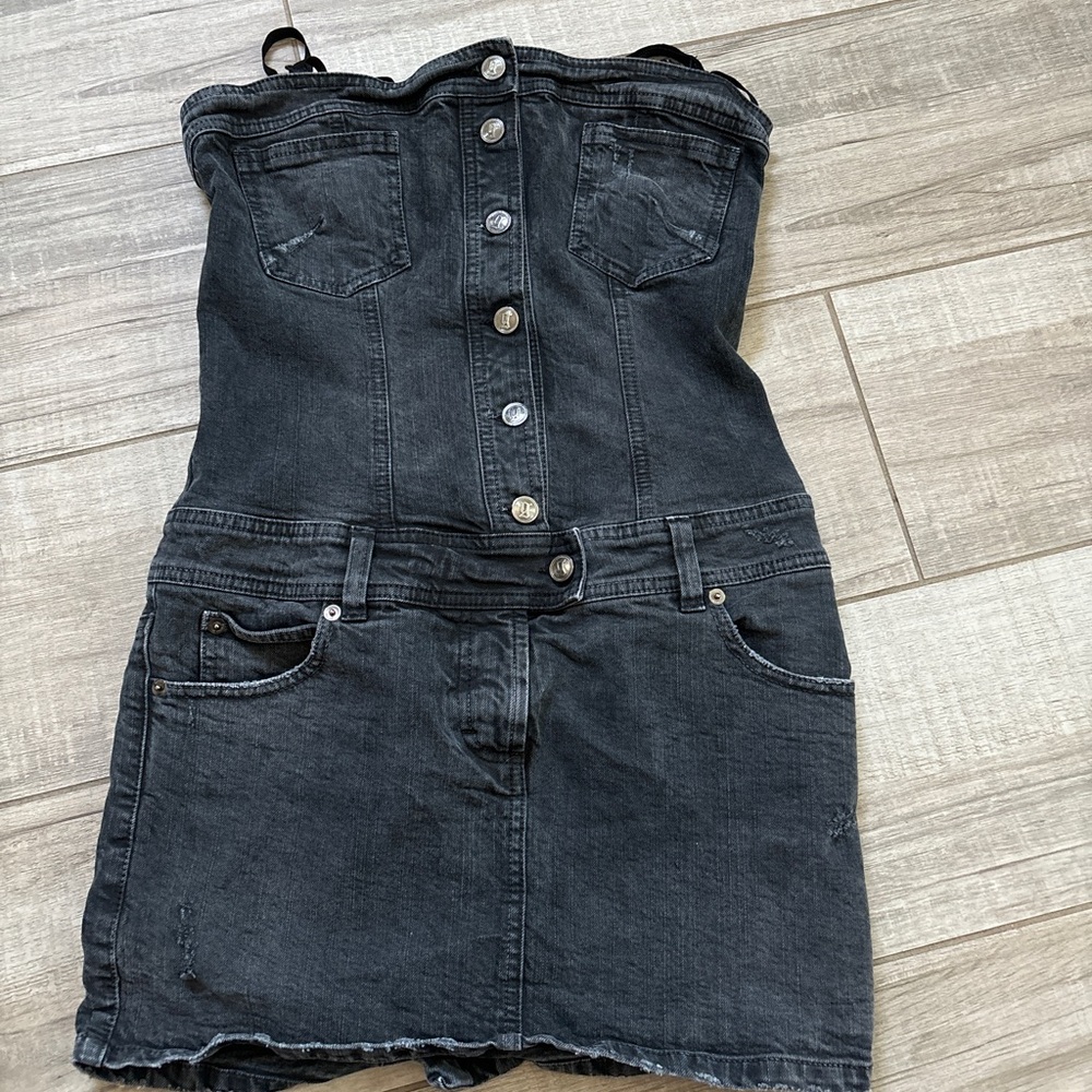 John Galliano vintage black denim mini dress